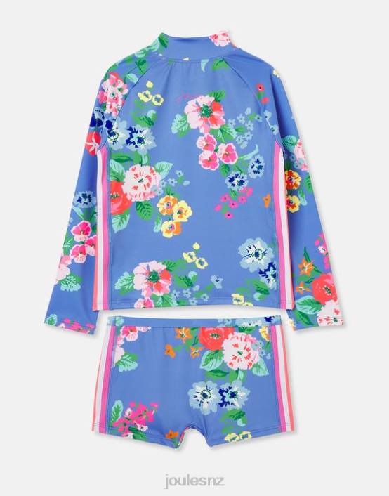 BLUE FLORAL Beachside Rash Vest And Trunk Set Girls Apparel Joules 2LLH291