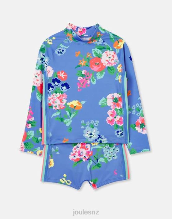 BLUE FLORAL Beachside Rash Vest And Trunk Set Girls Apparel Joules 2LLH291