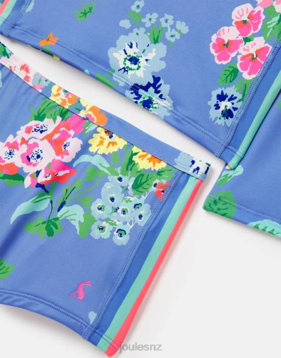 BLUE FLORAL Beachside Rash Vest And Trunk Set Girls Apparel Joules 2LLH291