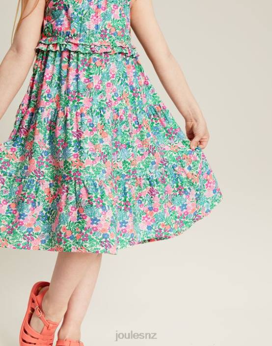 MULTI DITSY Theadora Shirred Empire Tiered Dress 5-12 Years Girls Apparel Joules 2LLH293