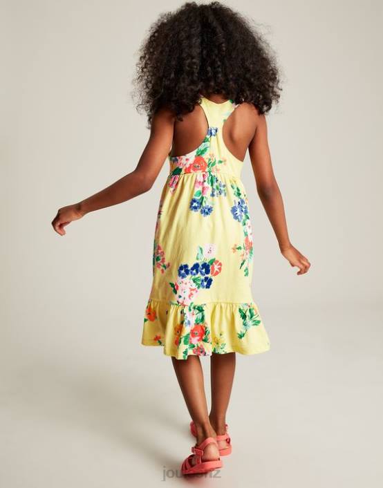 PASTEL YELLOW Juno Tiered Jersey Dress 2-12 Years Girls Apparel Joules 2LLH285