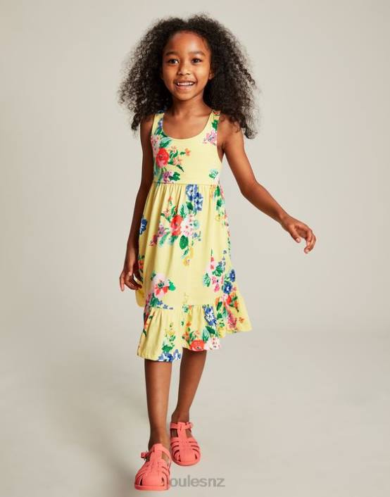 PASTEL YELLOW Juno Tiered Jersey Dress 2-12 Years Girls Apparel Joules 2LLH285