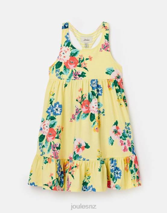 PASTEL YELLOW Juno Tiered Jersey Dress 2-12 Years Girls Apparel Joules 2LLH285
