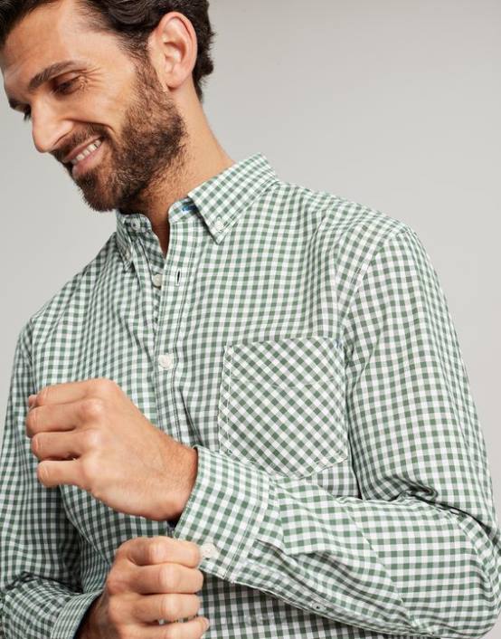 GREEN GINGHAM Goodridge Classic Fit Poplin Shirt Men Apparel Joules 2LLH225