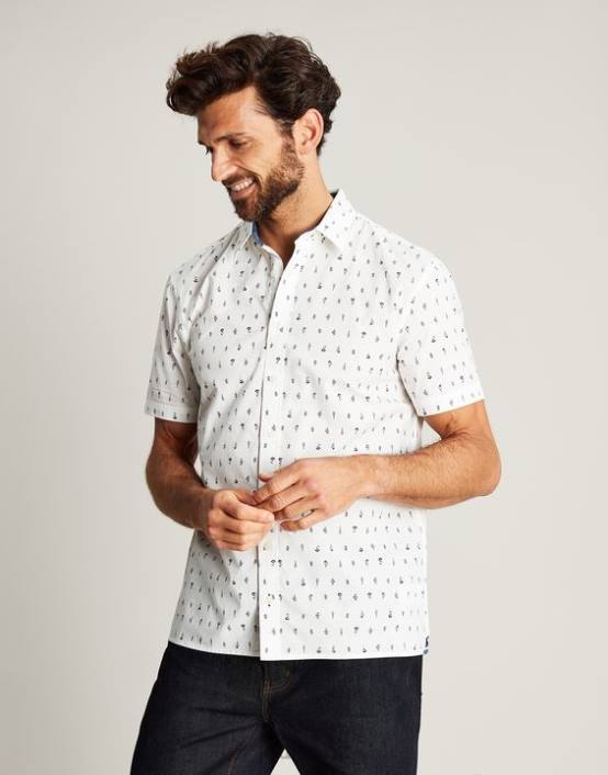 WHITE Lloyd Classic Fit Printed Shirt Men Apparel Joules 2LLH238