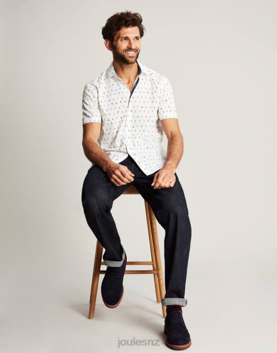 WHITE Lloyd Classic Fit Printed Shirt Men Apparel Joules 2LLH238