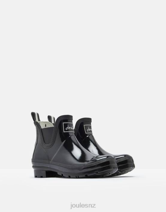 TRUE BLACK Glossy Wellibobs Short Height Rain Boots Women Footwear Joules 2LLH150