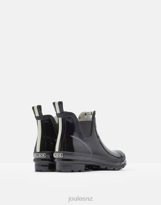 TRUE BLACK Glossy Wellibobs Short Height Rain Boots Women Footwear Joules 2LLH150