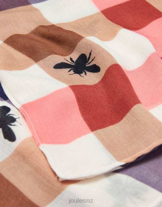 BEE MULTI GINGHAM River Lightweight Woven Printed Scarf Women Accessories Joules 2LLH160