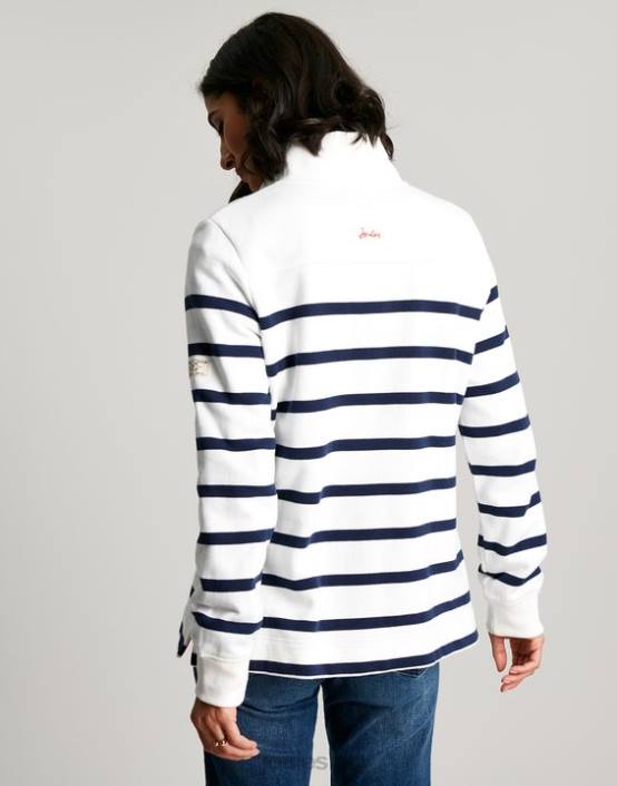 NAVY CREME STRIPE Southwold Funnel Neck Sweatshirt Women Apparel Joules 2LLH22
