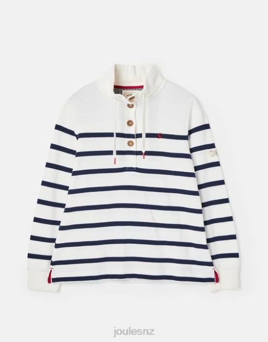 NAVY CREME STRIPE Southwold Funnel Neck Sweatshirt Women Apparel Joules 2LLH22