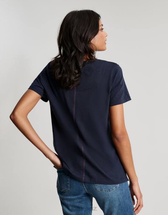 FRENCH NAVY Carley Solid Classic Crew T-Shirt Women Apparel Joules 2LLH76