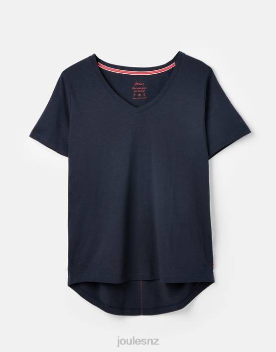 FRENCH NAVY Celina Solid V Neck T-Shirt Women Apparel Joules 2LLH77